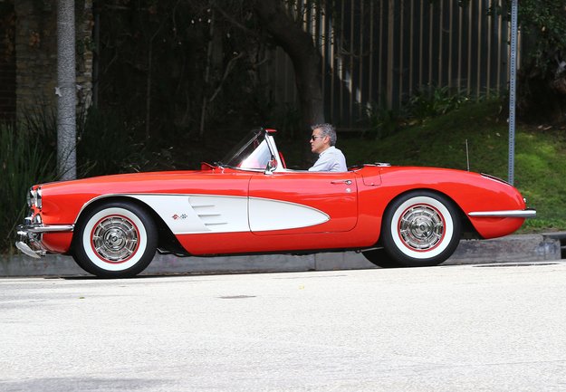 George Clooney Driving his 1958 C1 Chevrolet Corvette